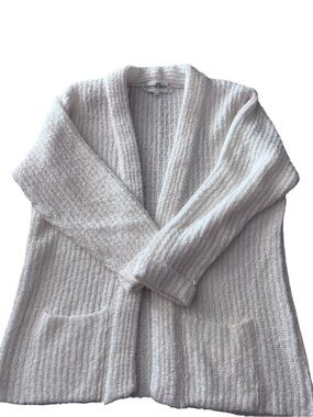 Imperial Classics Cream Textured Knit Shawl Collar Cardigan Size Large